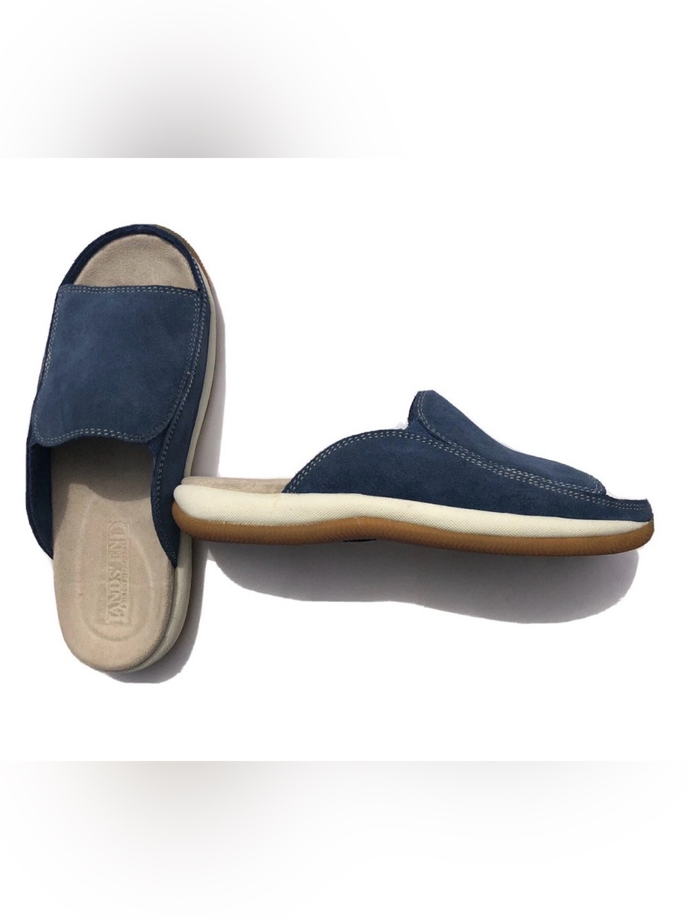 Lands' End Comfort Suede Slide Sandals Black Women's Size 8 Coastal Grandma